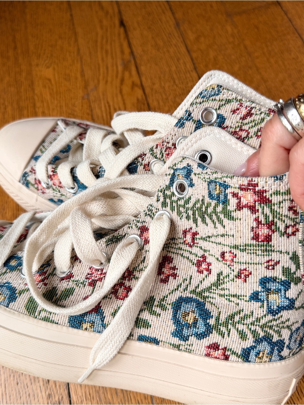 Converse Women's Cream Floral Textile Sneaker